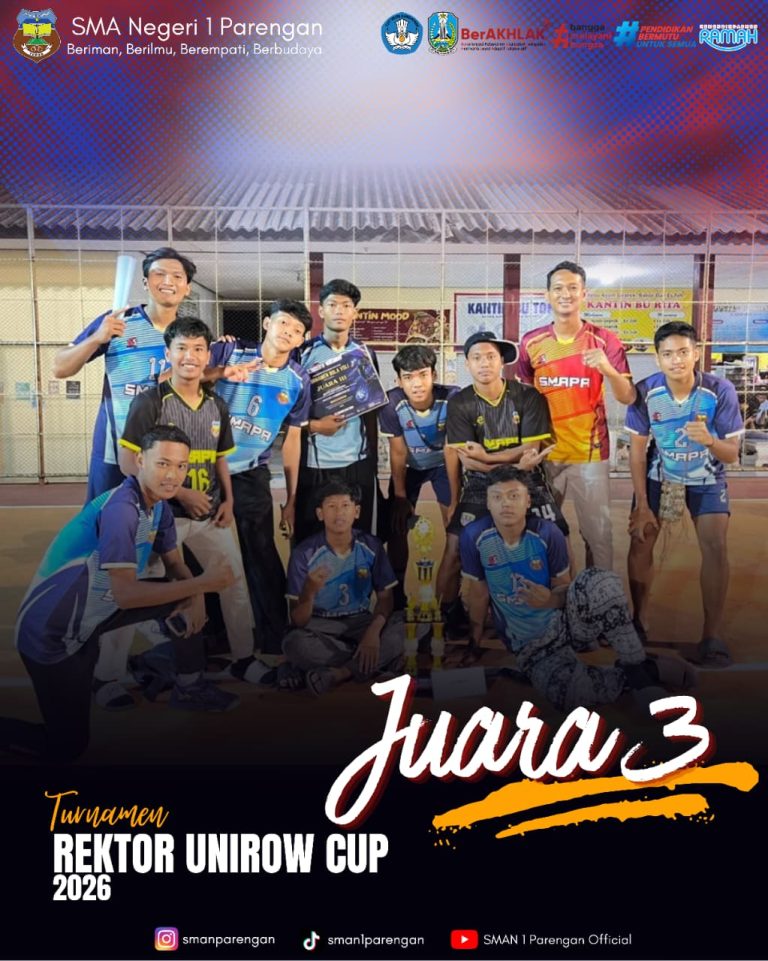 Tim Bola Voli SMAN 1 Parengan Raih Juara 3 Rektor UNIROW Cup 2026